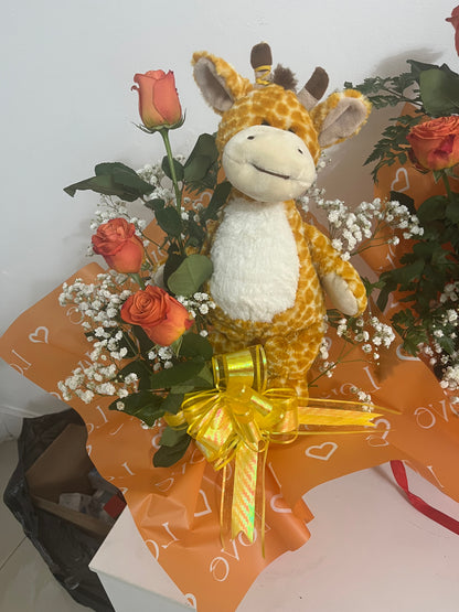 Arreglo de Rosas y Peluche