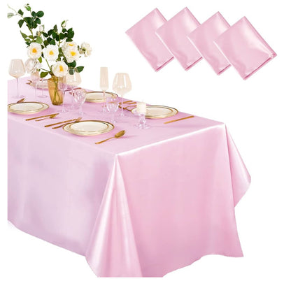 Mantel rosado de satén de 4,6 y 8 ft