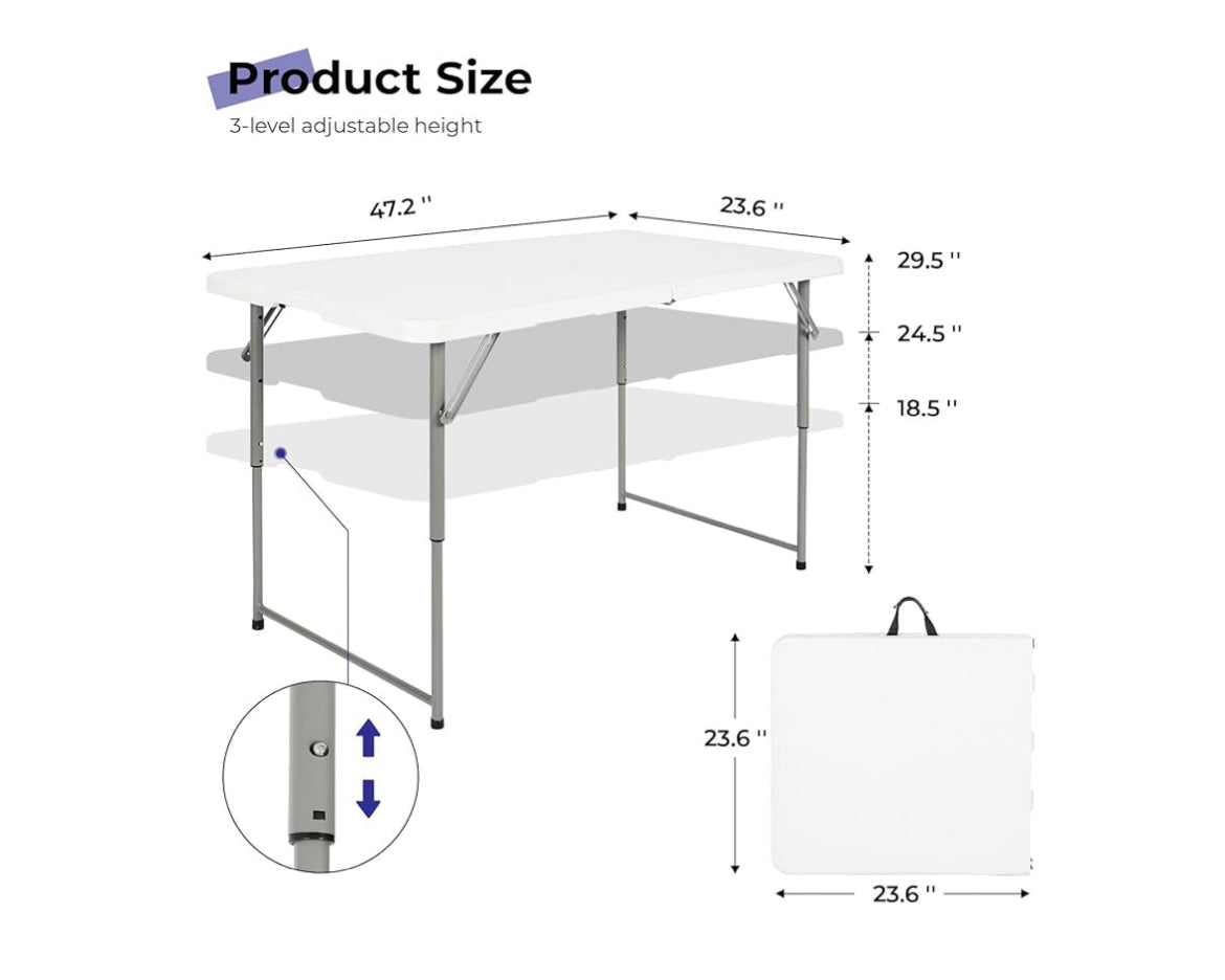 Mesa plegable de 4 ft ideal para mesas de niños o mesas de entrada para evento