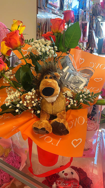 Arreglo de Rosas y Peluche